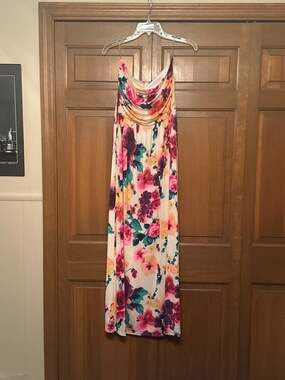 Vanilla Bay Floral Strapless Maxi Dress with Pockets